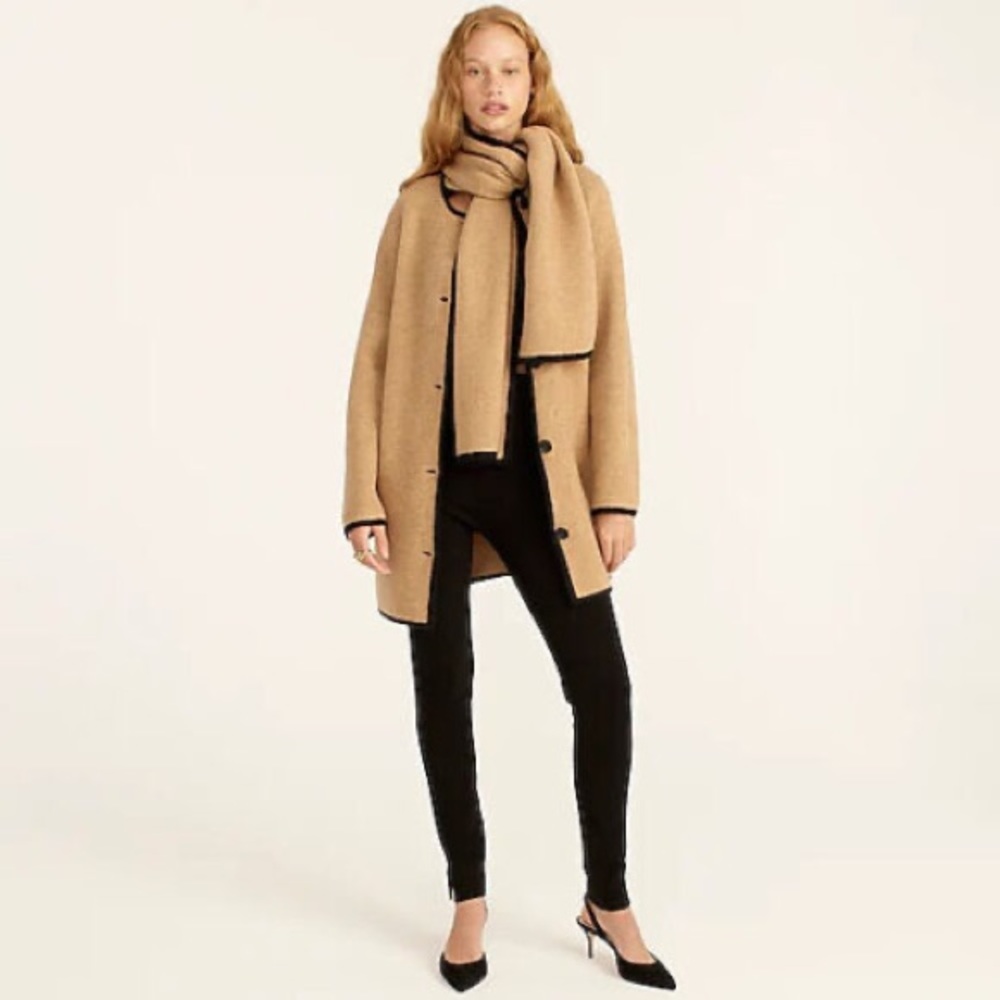 J.crew XS Merino wool-blend tie-neck sweater-jacket, Color: BLACK HTHR M…